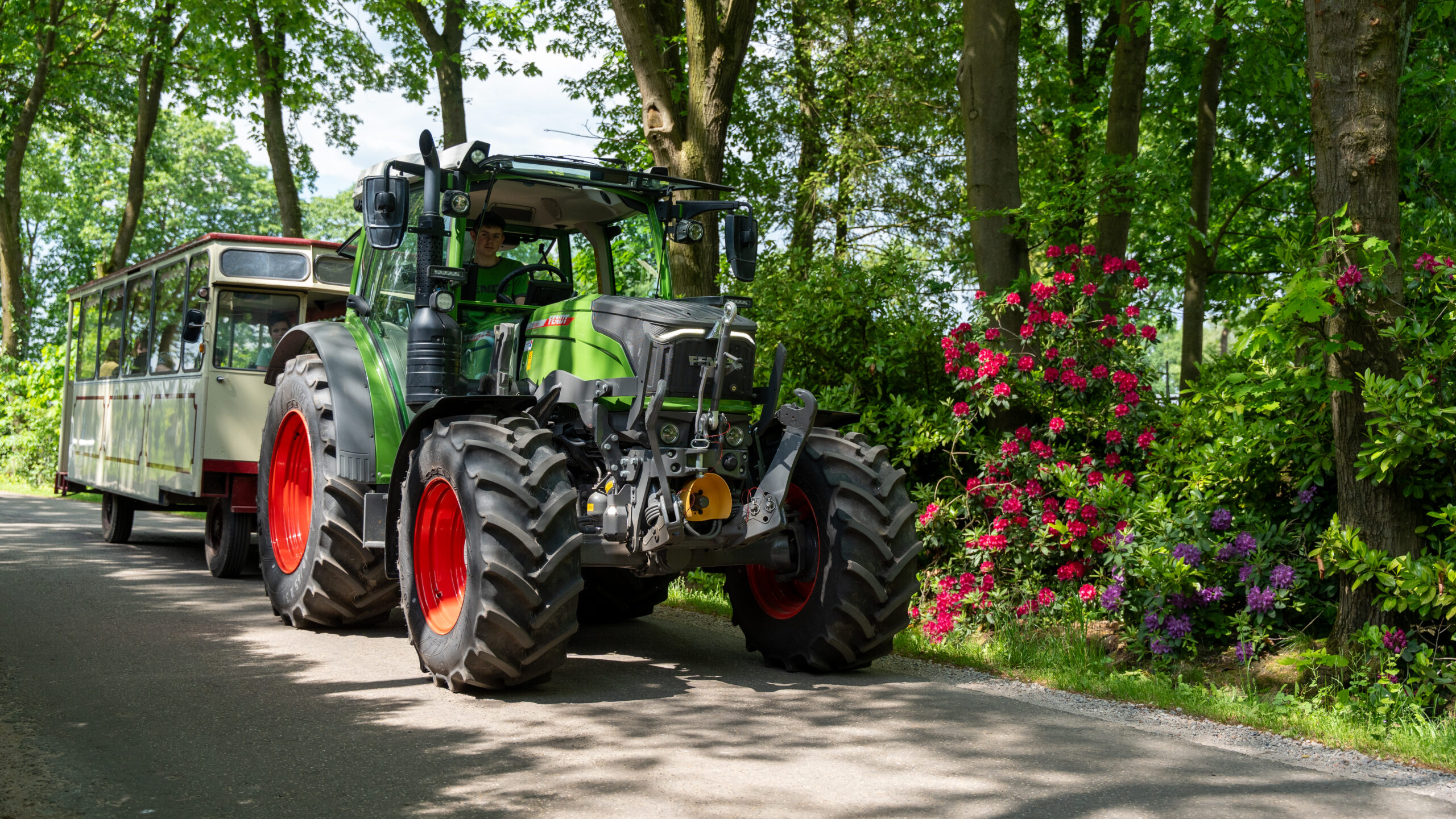Tractor met huifkar in Harskamp