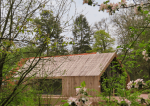 Zijaanzicht vanuit natuurtuin